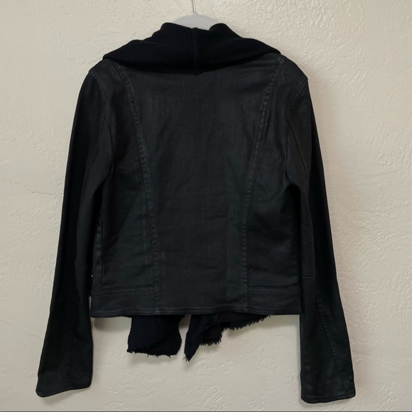 free people Drape Front Coated Moto Jean Jacket in Black Combo - 2 - Picture 4 of 13